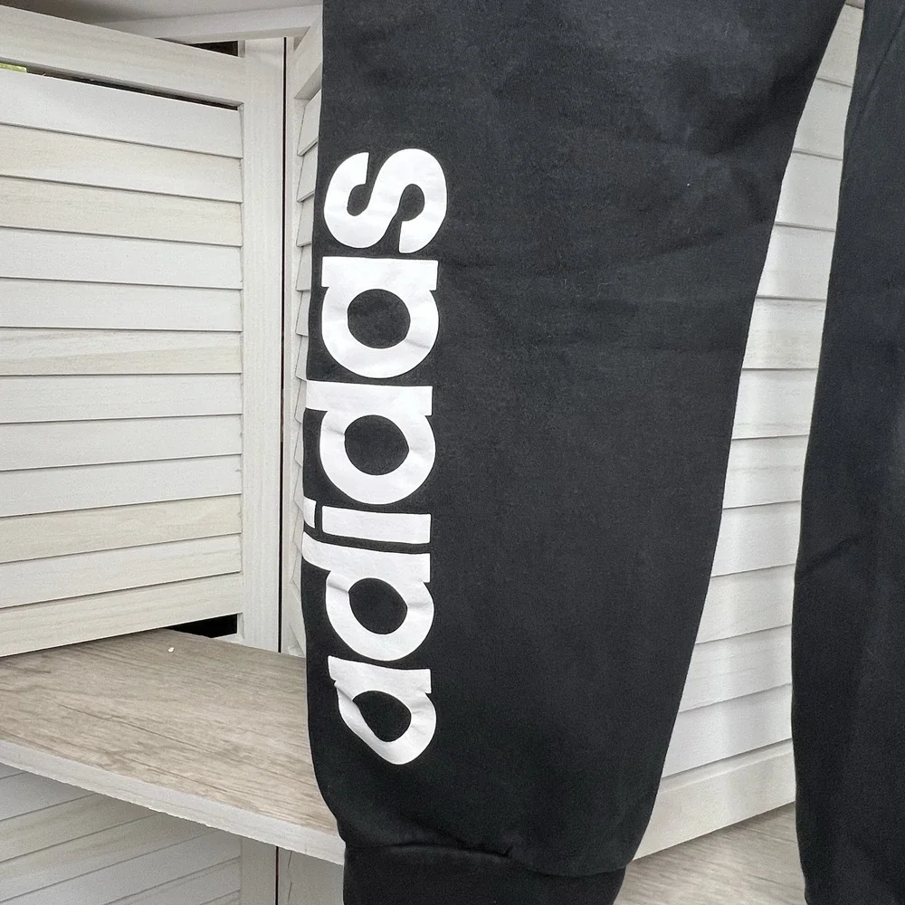 Adidas Black Fleece Sweatpants Logo Joggers Lg Unisex Style DP2399 No Drawstring